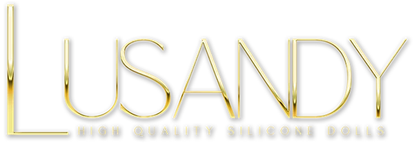 LUSANDY logo in gold letters on black, with the tagline 'High Quality Silicone Dolls' underneath