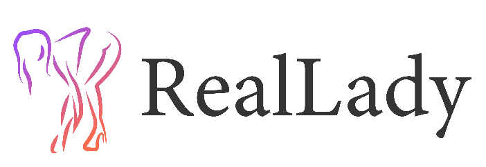 Brand logo for RealLady with a stylized pink-purple female figure beside the word RealLady in black serif font.